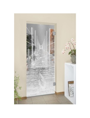 Pendeltür Weg Gelasert Auf Klarglas