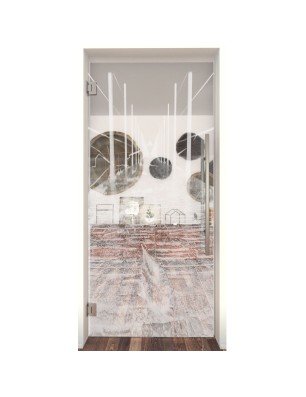 Pendeltür Weg Gelasert Auf Klarglas