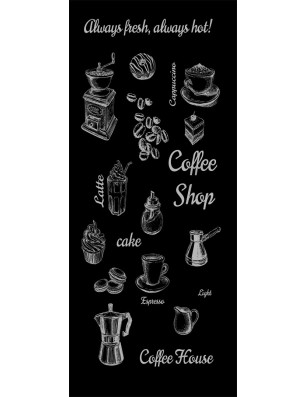 Pendeltür Coffee Shop Gelasert Auf Klarglas