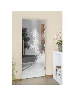 Pendeltür Palmen Gelasert Auf Klarglas