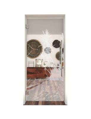 Pendeltür Palmen Gelasert Auf Klarglas