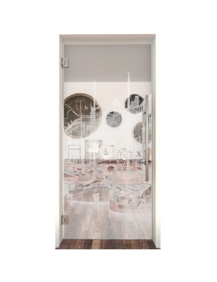 Pendeltür Hafen Gelasert Auf Klarglas