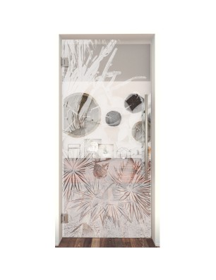 Pendeltür Kaktusblüten Gelasert Auf Klarglas