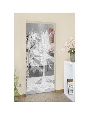 Pendeltür Palmen II Gelasert Auf Klarglas