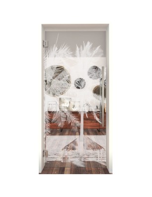 Pendeltür Palmen II Gelasert Auf Klarglas