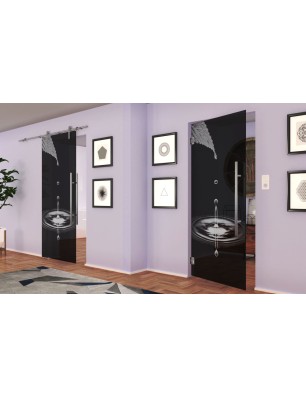 Pendeltür Tropfen II Gelasert Auf Grauglas