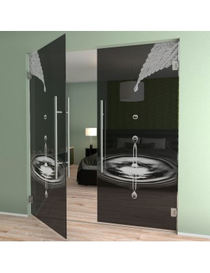 Pendeltür Tropfen II Gelasert Auf Grauglas