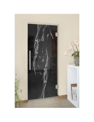 Pendeltür Wasser 3 Gelasert Auf Grauglas