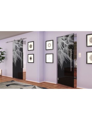 Pendeltür Pusteblume II Gelasert Auf Grauglas