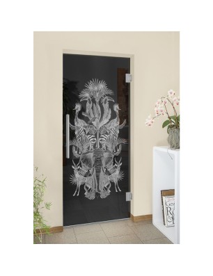 Pendeltür Safari Gelasert Auf Grauglas