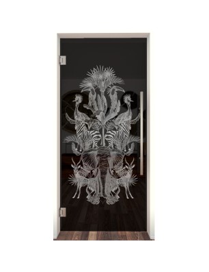 Pendeltür Safari Gelasert Auf Grauglas