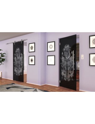 Pendeltür Safari Gelasert Auf Grauglas