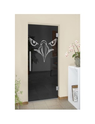 Pendeltür Eagle Eye Gelasert Auf Grauglas