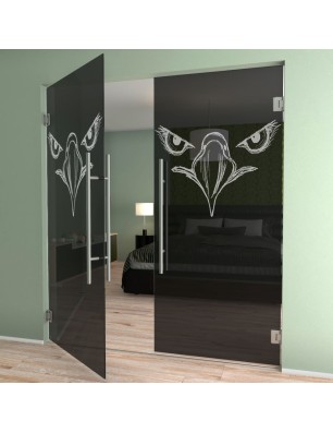 Pendeltür Eagle Eye Gelasert Auf Grauglas