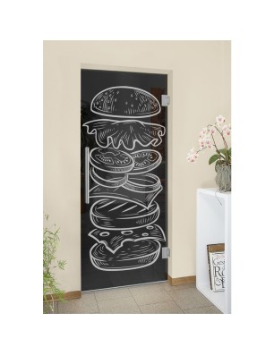 Pendeltür Hamburger Gelasert Auf Grauglas