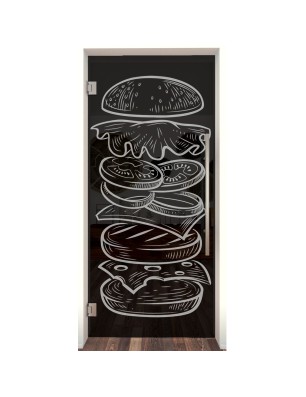 Pendeltür Hamburger Gelasert Auf Grauglas