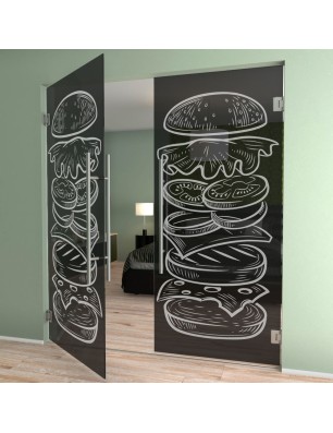 Pendeltür Hamburger Gelasert Auf Grauglas