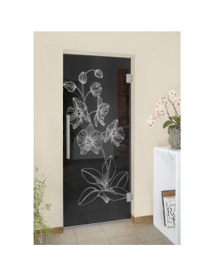 Pendeltür Blume 9 Gelasert Auf Grauglas