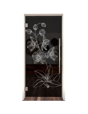 Pendeltür Blume 9 Gelasert Auf Grauglas