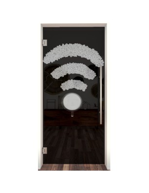Pendeltür Kaffee - Wifi Gelasert Auf Grauglas