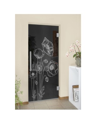 Pendeltür Blume 10 Gelasert Auf Grauglas