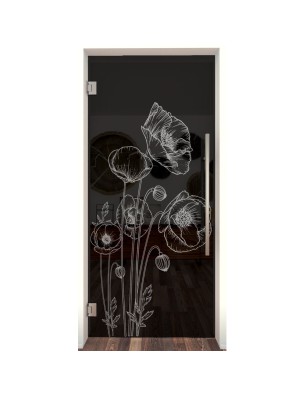 Pendeltür Blume 10 Gelasert Auf Grauglas