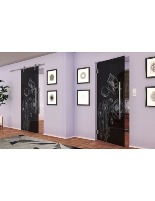 Pendeltür Blume 10 Gelasert Auf Grauglas