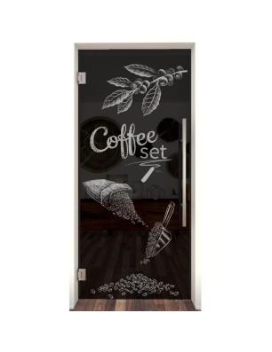 Pendeltür Coffee Set Gelasert Auf Grauglas