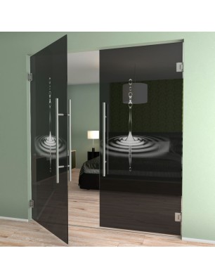 Pendeltür Wasser 4 Gelasert Auf Grauglas