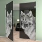Pendeltür Wolf 5 Gelasert Auf Grauglas Pendeltür Wolf 5 Gelasert Auf Grauglas