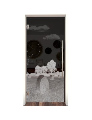 Pendeltür Ernte II Gelasert Auf Grauglas