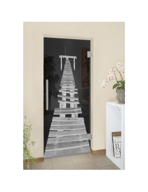 Pendeltür Steg II Gelasert Auf Grauglas