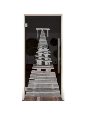 Pendeltür Steg II Gelasert Auf Grauglas