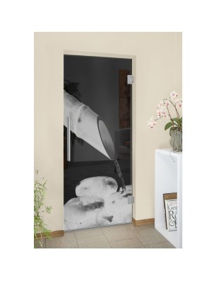 Pendeltür Wellness  Gelasert Auf Grauglas