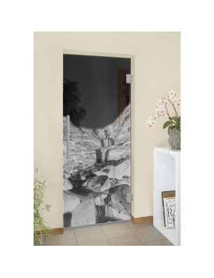 Pendeltür Wasserfall Gelasert Auf Grauglas