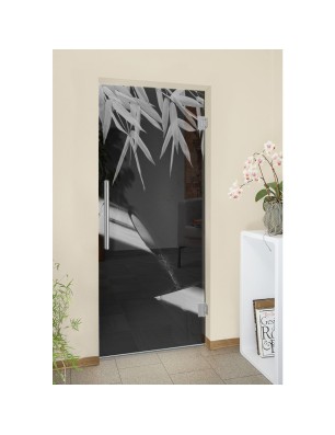 Pendeltür Wellness 3 Gelasert Auf Grauglas