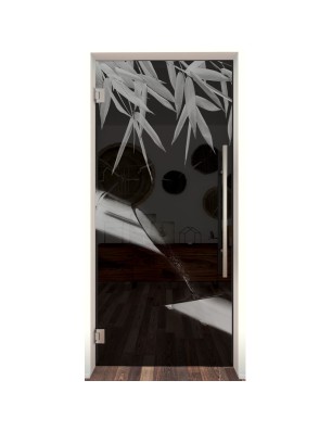 Pendeltür Wellness 3 Gelasert Auf Grauglas