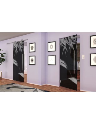 Pendeltür Wellness 3 Gelasert Auf Grauglas