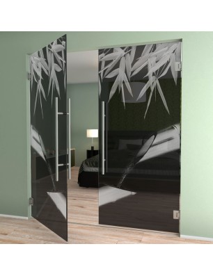 Pendeltür Wellness 3 Gelasert Auf Grauglas