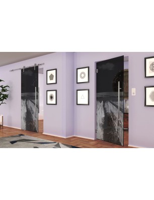 Pendeltür Steg III Gelasert Auf Grauglas