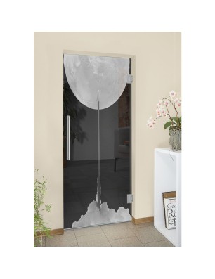 Pendeltür Rakete Gelasert Auf Grauglas