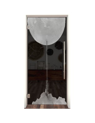 Pendeltür Rakete Gelasert Auf Grauglas