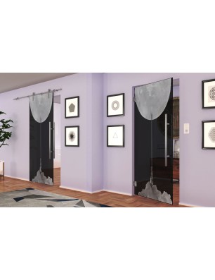 Pendeltür Rakete Gelasert Auf Grauglas