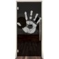 Pendeltür Hand Gelasert Auf Grauglas Pendeltür Hand Gelasert Auf Grauglas