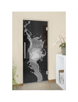 Pendeltür Erdbeere Gelasert Auf Grauglas