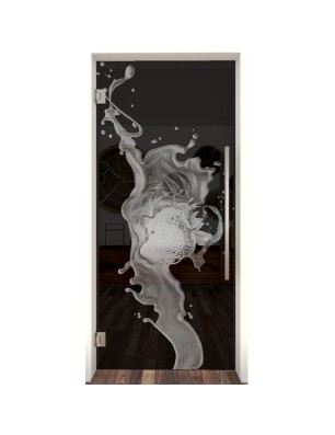 Pendeltür Erdbeere Gelasert Auf Grauglas