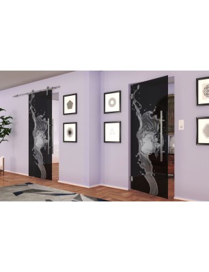 Pendeltür Erdbeere Gelasert Auf Grauglas