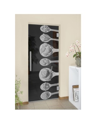 Pendeltür Pasta Gelasert Auf Grauglas