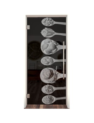 Pendeltür Pasta Gelasert Auf Grauglas