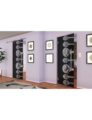 Pendeltür Pasta Gelasert Auf Grauglas